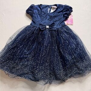Blueberi Boulevard Girls Sparkle Tulle Dress | Metallic Shimmer Bodice 2T